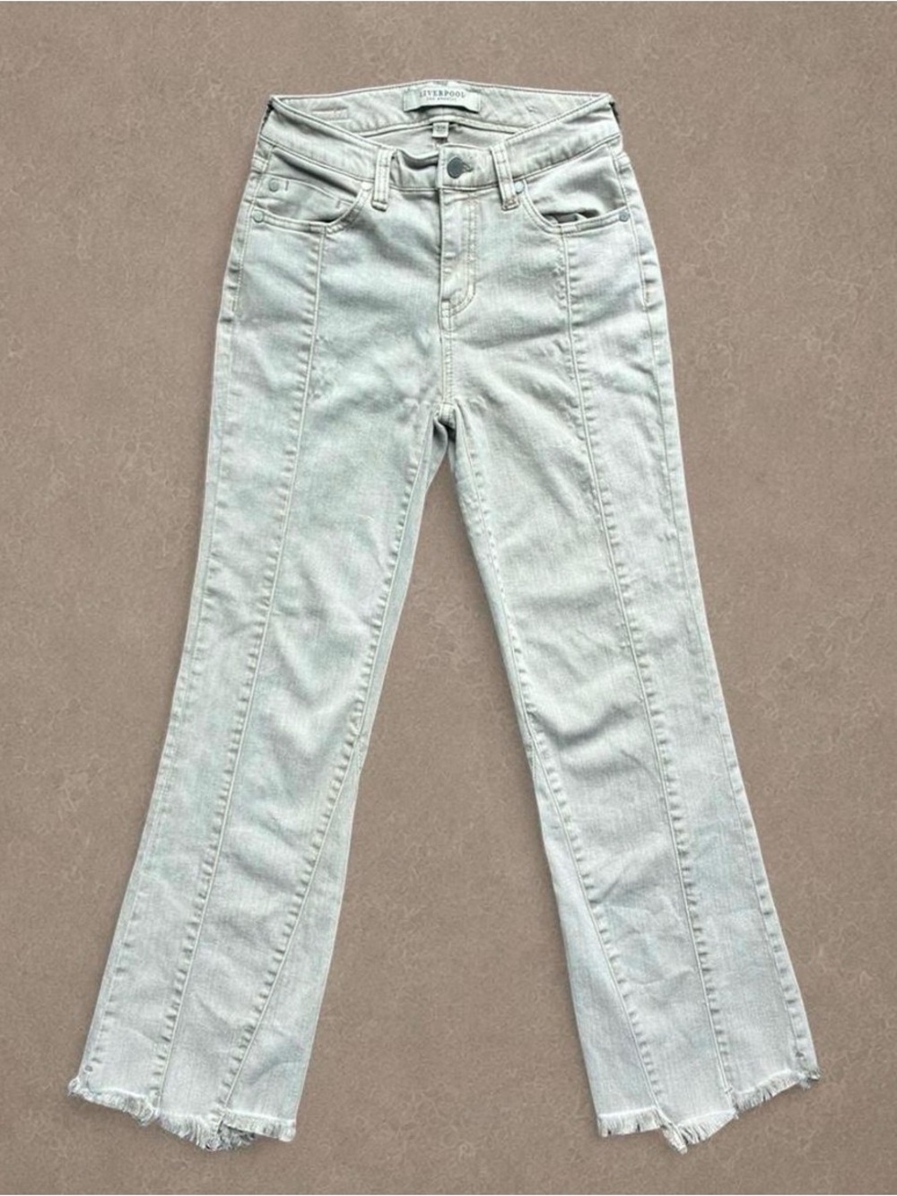 Liverpool Los Angeles Hannah Crop Flare BSCT Wash Raw Fray Hem Jeans - 2/26